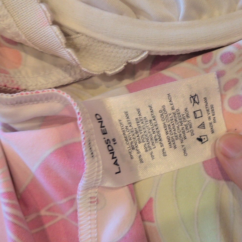 Lands' End Tankini Floral Under wire Women's 16 - Pink and Orange - Picture 6 of 10
